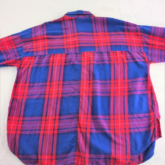Old Navy The Boyfried Shirt Women's XXL Dopamine Primary Plaid Button Down - Picture 6 of 6